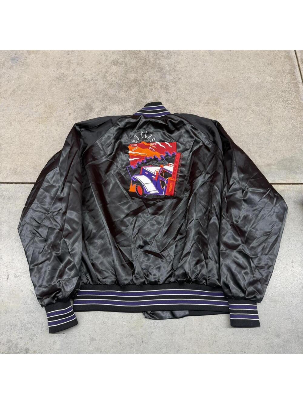 vintage road classic satin bomber jacket size large